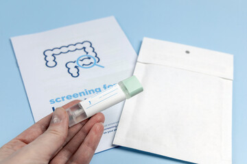 Rectal cancer screening test for home use and lab delivery