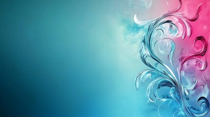 Abstract Teal and Pink Floral Design Artwork