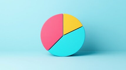Fototapeta premium Minimalist 3D Pie Chart with One Thickened Section Highlighting Market Leader for Data Visualization and Presentation in Modern Business Settings