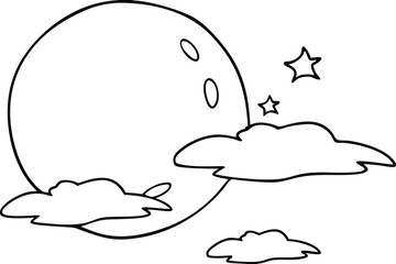 one line drawing of a full moon