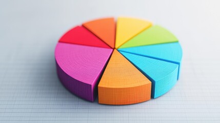 Obraz premium Visually Striking 3D Pie Chart Representing Company Performance with Bold Sections and Bright Colors for Data Visualization in Business Reports