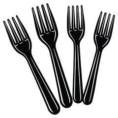 a set of forks in varying sizes dessert fork din silhouette vector