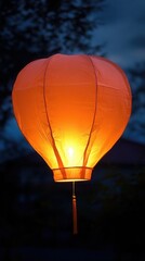 Obraz premium Chinese lanterns in the night sky, festival of lights, traditional celebration, romantic atmosphere, water reflections, Asian culture, glowing lanterns, lantern festival, magical evening