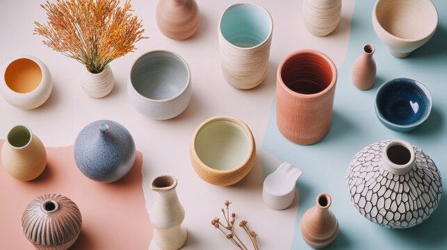 Artisan pottery collection in soft natural light