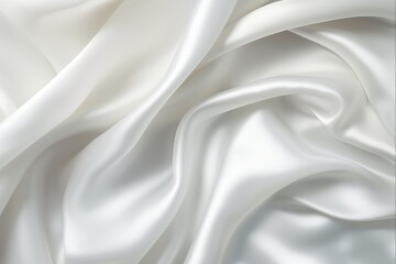 Obraz premium Silky Smooth White Satin Fabric. Elegant and Luxurious Silky Background with Wavy Shiny Texture for Extravagant Presentations