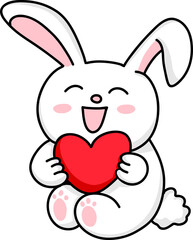 Cute rabbit with heart vector illustration for Valentine's day decoration