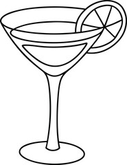 one line drawing of an cocktail glass