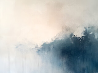 Abstract Landscape in Blue and White: A minimalist, abstract painting evokes a sense of tranquility and depth, blending soft hues of blue and white into a mesmerizing landscape.