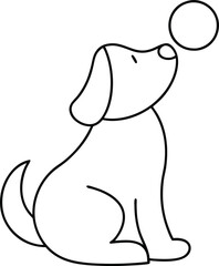 one line drawing of a dog with a ball