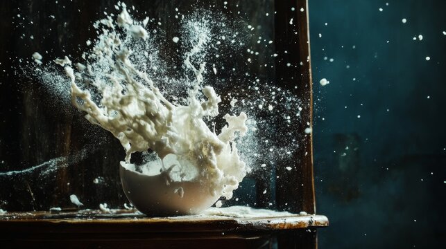 Milk splashing in a dramatic frozen motion