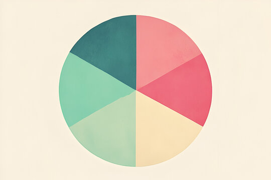 Pastel Color Wheel: A calming and aesthetically pleasing image featuring a circular color palette divided into six soft pastel shades.  The soft hues create a sense of tranquility and balance. 