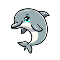 Cute Animated Dolphin Clip Art Illustration