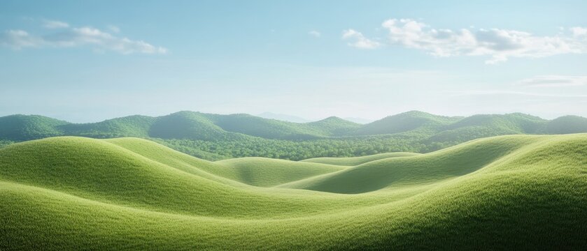 Serene countryside panorama with rolling green hills