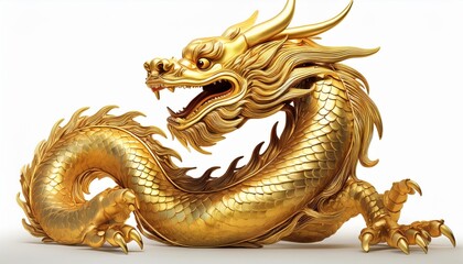 Fototapeta premium golden dragon on white