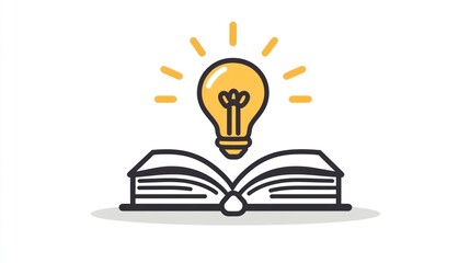 Open book with lightbulb, illustration, idea, learning, education
