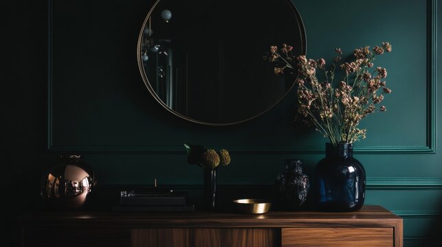 Sophisticated decor with vase and mirror