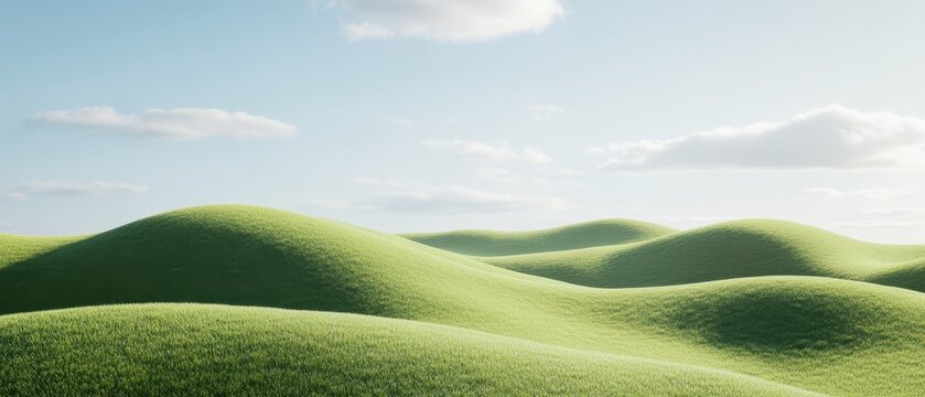 Tranquil countryside with soft rolling green hills