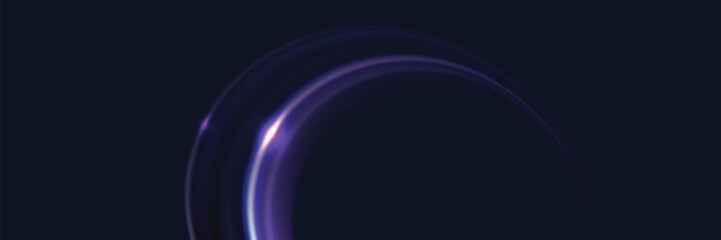 Lines in the shape of a comet against a dark background. Illustration of high speed concept. Motion light effect for banners
