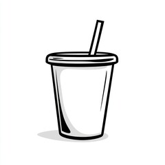 Simple Stylized Paper Cup with Straw