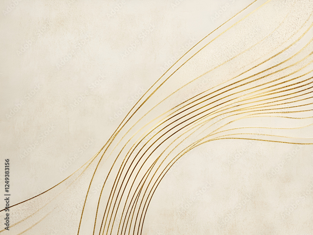 Canvas Prints Abstract Gold Lines: A minimalist yet captivating abstract design, featuring a series of delicate, flowing golden lines against a soft, textured backdrop, evokes a sense of elegance and fluidity.  