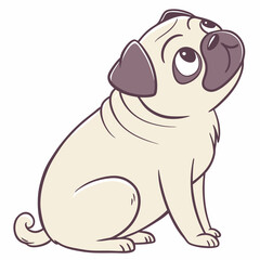 set of dogs and pug with bow tie vector illustration of cartoon dog