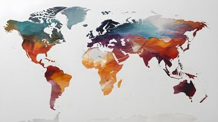 Continent world map. Outline World Map Background. Global network connection.