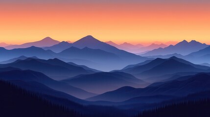 Obraz premium Sunset over majestic mountain range, tranquil scene, nature wallpaper