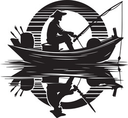 silhouette of a fisherman