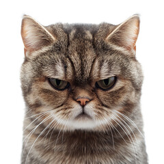 Grumpy Cat Isolated on Transparent Background – Expressive Feline with Attitude