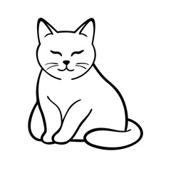 A sleek and minimalist cat icon featuring a gracefully curved tail and perked-up ears, symbolizing elegance and curiosity.