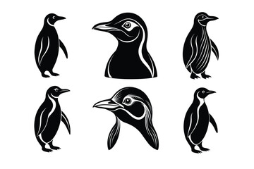 Naklejka premium 6-Bundle penguin Silhouettes Design