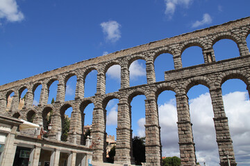 roman aqueduct in segovia in spain