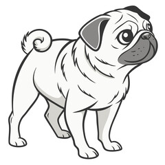 set of dogs and pug with bow tie vector illustration of cartoon dog