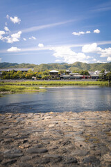 landscape with river and blue sky