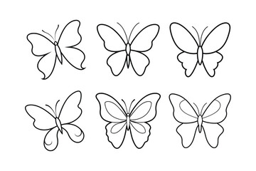 Set of a butterfly line art simple vector 