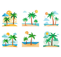 Fototapeta premium Beach area flat vector illustration