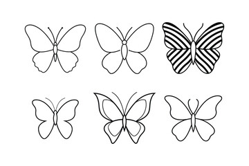 Set of a butterfly line art simple vector design
