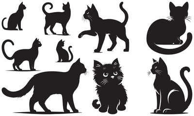 set of cats silhouettes
