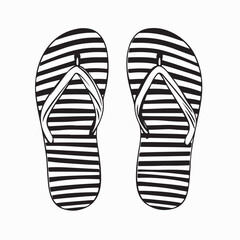 Striped flip flops Vector Image. Black and white Striped flip flops Vector Image isolated on white background