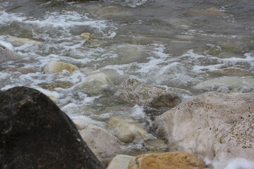 water flowing over rocks