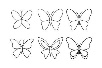 Set of a butterfly line art simple vector design