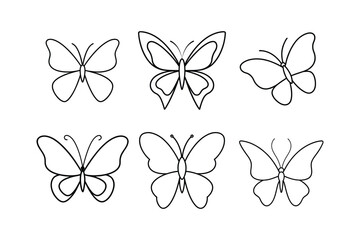 Fototapeta premium Set of a butterfly line art simple vector 