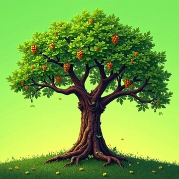 Arbol de alcornoque con ramas largas y hojas largas, arbol, vegetacion