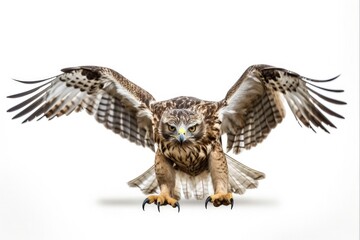 Fototapeta premium Talons of Danger: A Close-Up of a Hawk's Attacking Talons Isolated on a White Background