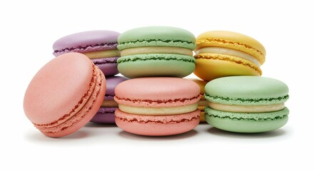 Colorful French Macarons with Cream Filling