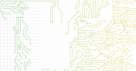 Creative white circuit wallpaper with copy space. Technology and computing concept. Vector illustration.