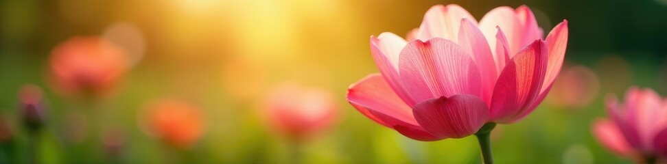 Fototapeta premium Delicate petals unfold on a serene summer morning, sunlight, nature