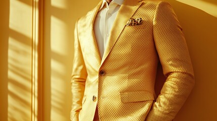 businessman in a gold suit, a symbol of luxury, success and wealth,