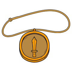 fantasy necklace attack status illustration hand drawn isolated vector