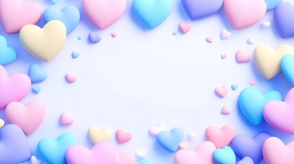 Pastel Hearts Background - Sweet pastel hearts frame a blank space, symbolizing love, romance, affection, tenderness, and happiness. Perfect for Valentine's Day or any romantic occasion.